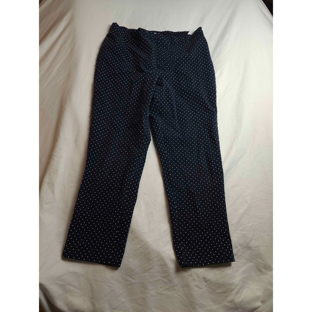 Isaac Mizrahi Live Cropped Pants Womens 14 Blue Polka Dots Office Siren Workwear